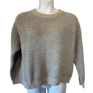 EVRI EUC Plus Size 2X Grey Marled Rib Knit Pullover Sweater Relaxed Soft Acrylic